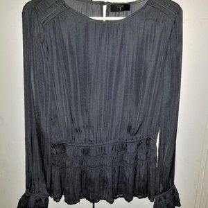 NWT! T Tahari Slate Gray Ruffle Blouse - S